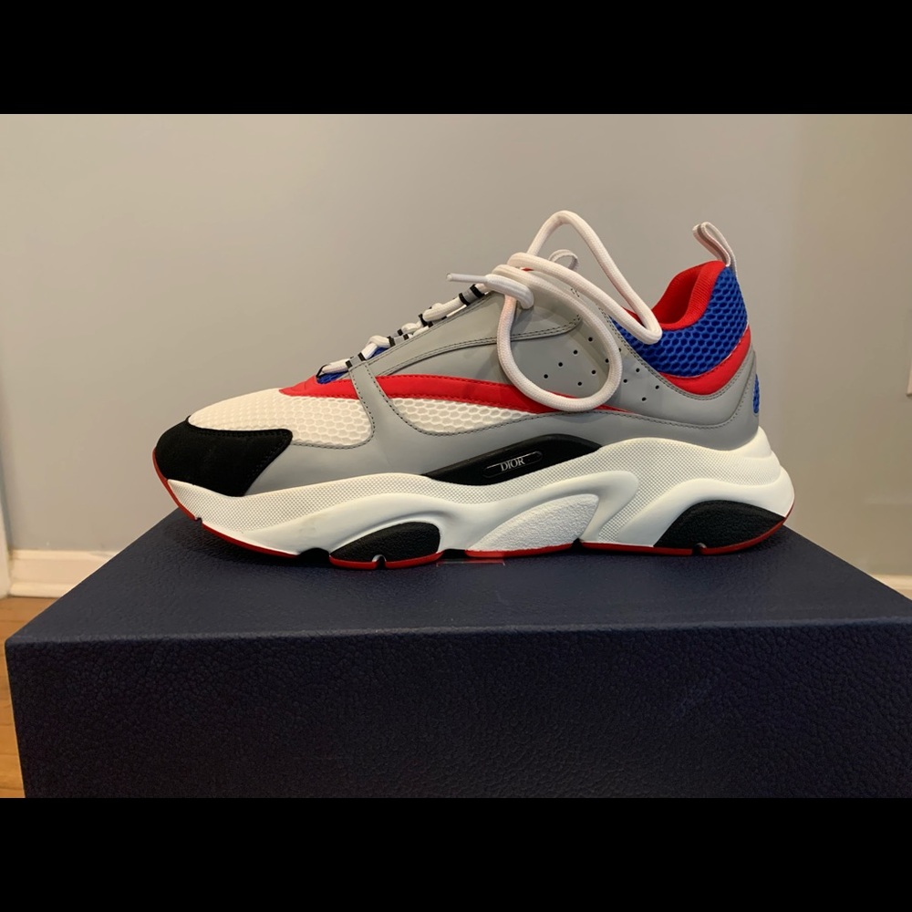 DIOR SNEAKERS CALF/MESH RED/GRAY/BLUE SIZE 13
